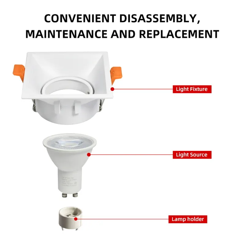 Anti-Glare Recessed Aluminum Downlight Housing GU10/MR16 product sample