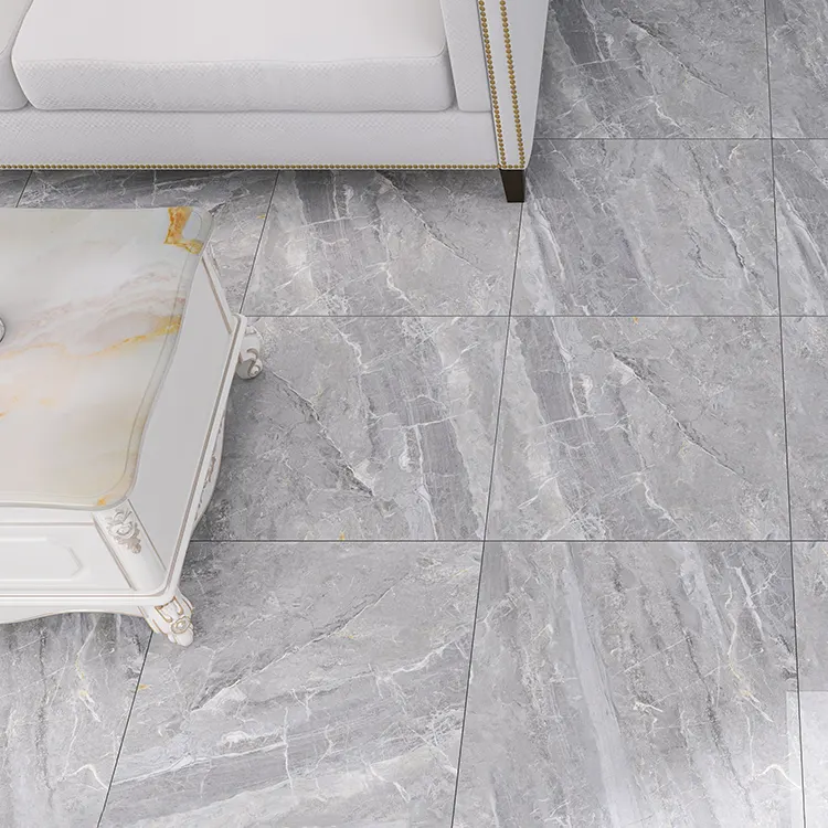 Marble-Look Glossy Porcelain Floor Tile 600x600mm