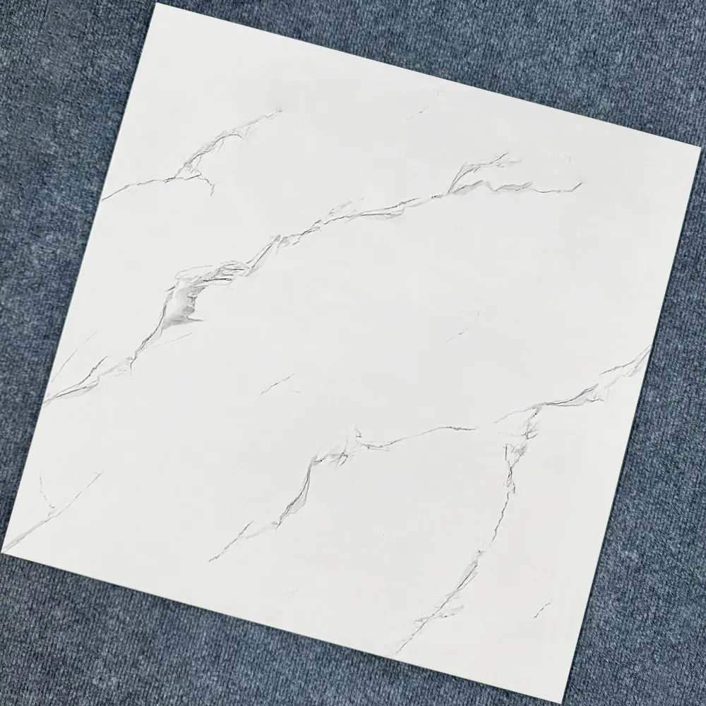 Carrara White Polished Porcelain Floor Tile 600x600mm