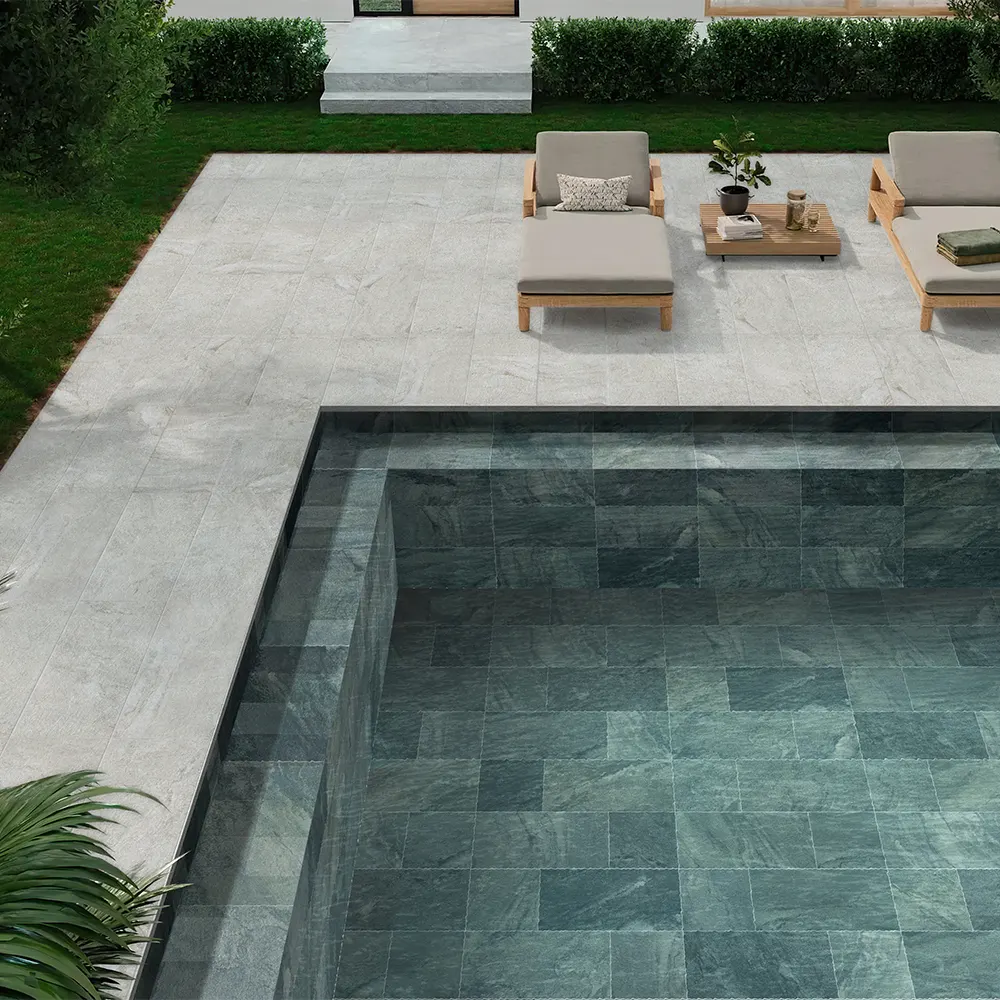 Non-Slip Stone-Look Matte Porcelain Swimming Pool Tile 300x600mm