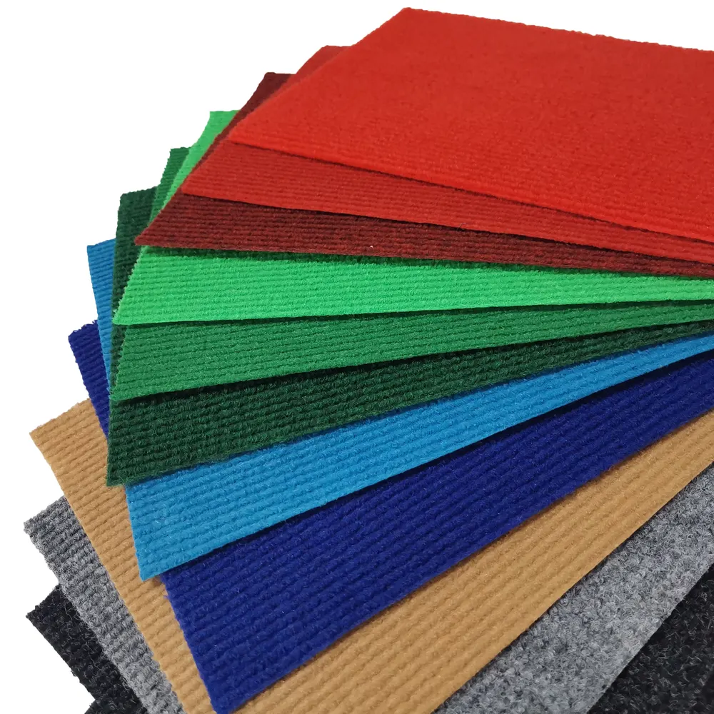Nonwoven Needle-Punched Ribbed Red Exhibition And Event Carpet
