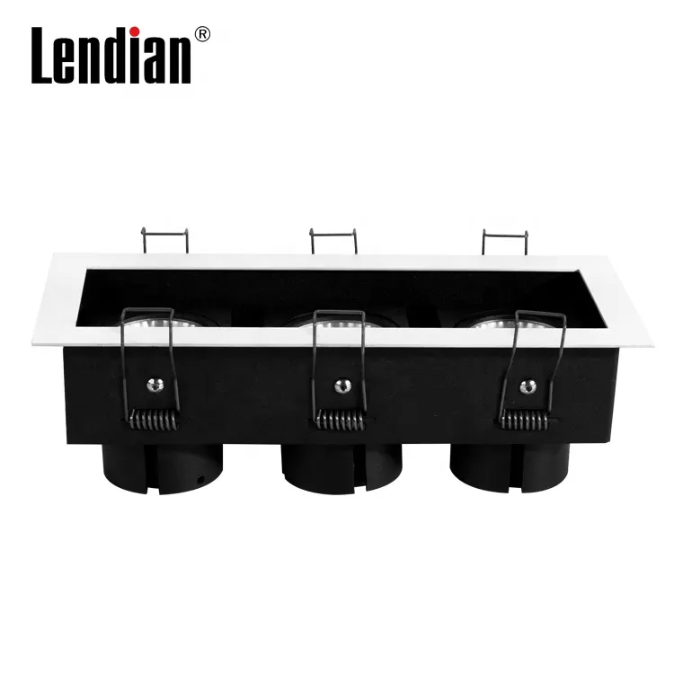 Adjustable Recessed Rectangular LED Grille Spotlight Black 18/30W