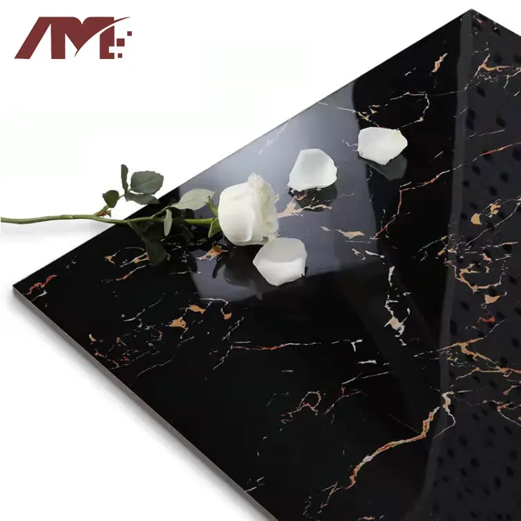 Black Glazed Porcelain Floor Tile 600x600mm