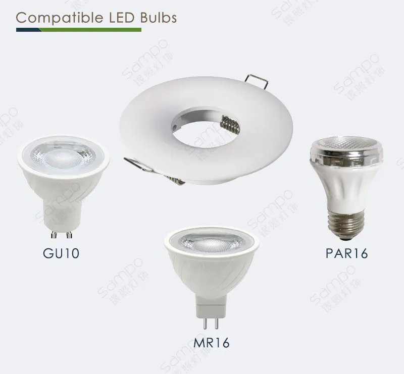 Anti-Glare Recessed Aluminum Downlight Housing GU10/MR16