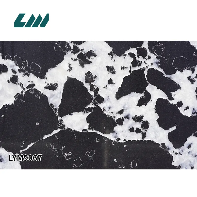 Jade-Look Black/White Polished Engineered Quartz Slab 3200x1600mm