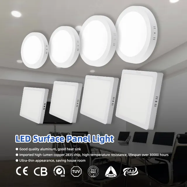 Slim Surface-Mounted Square LED Panel Light 12W IP20 4in 4000K