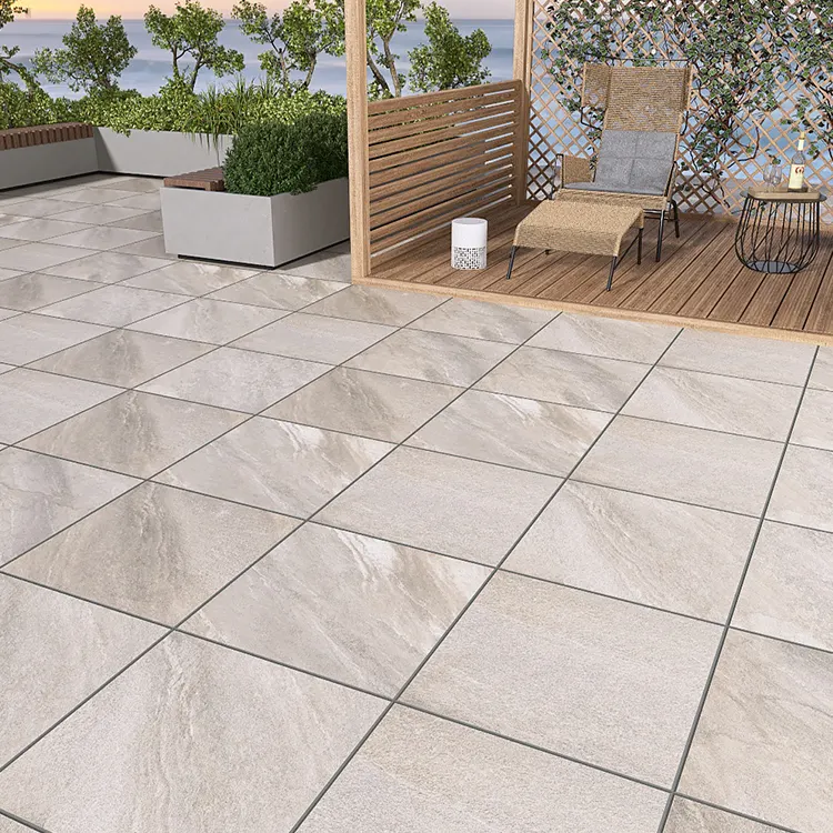 Non-Slip Stone-Look Porcelain Swimming Pool Tile 600x600mm