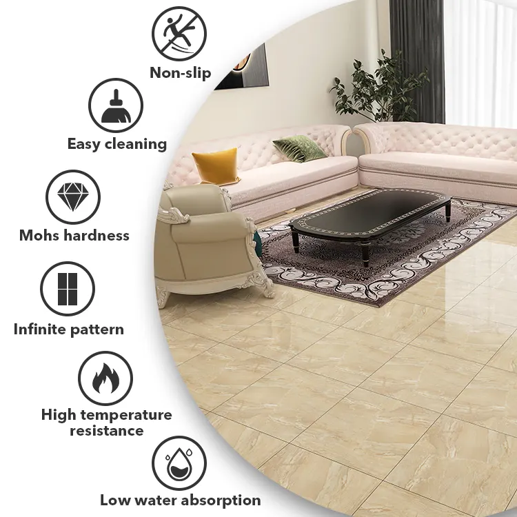 Stone-Look Polished Porcelain Wall And Floor Tile 600x600mm