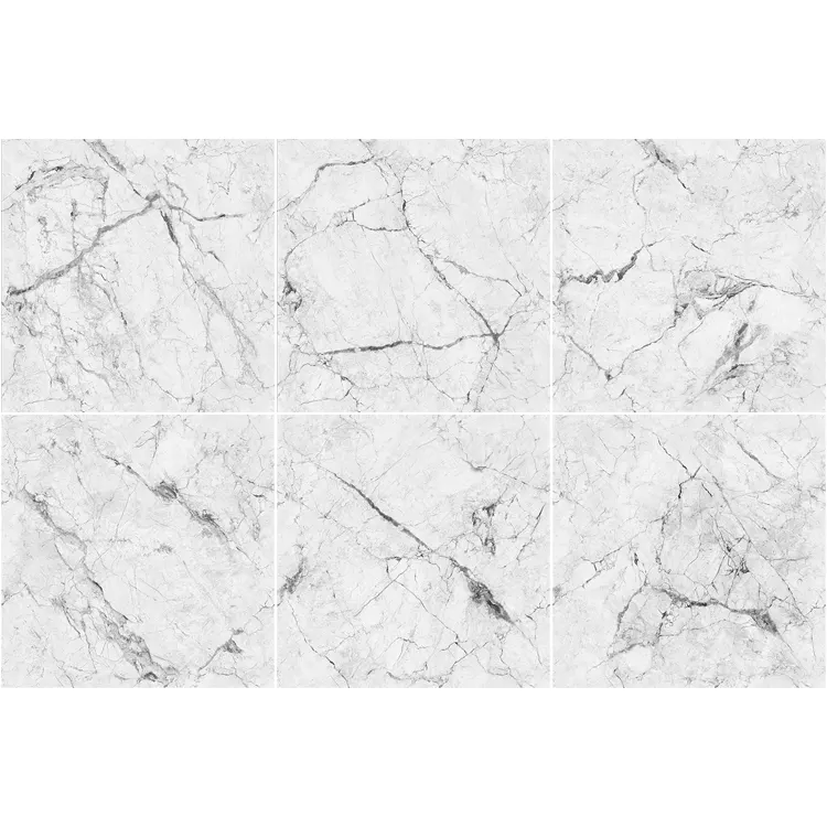 Marble-Look White Polished Porcelain Wall And Floor Tile 600x600mm