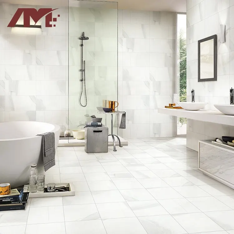 Marble-Look Gray Glossy Porcelain Wall Tile 300x600mm
