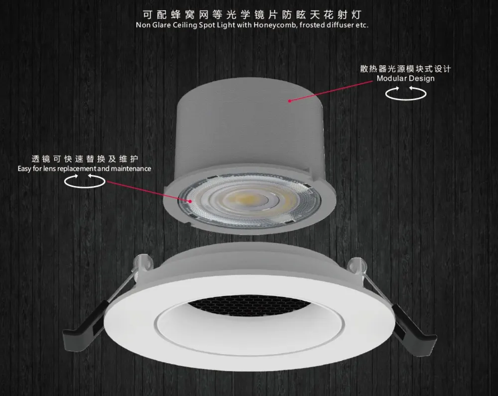Adjustable Recessed Aluminum LED Downlight 5-18W 3CCT Selectable