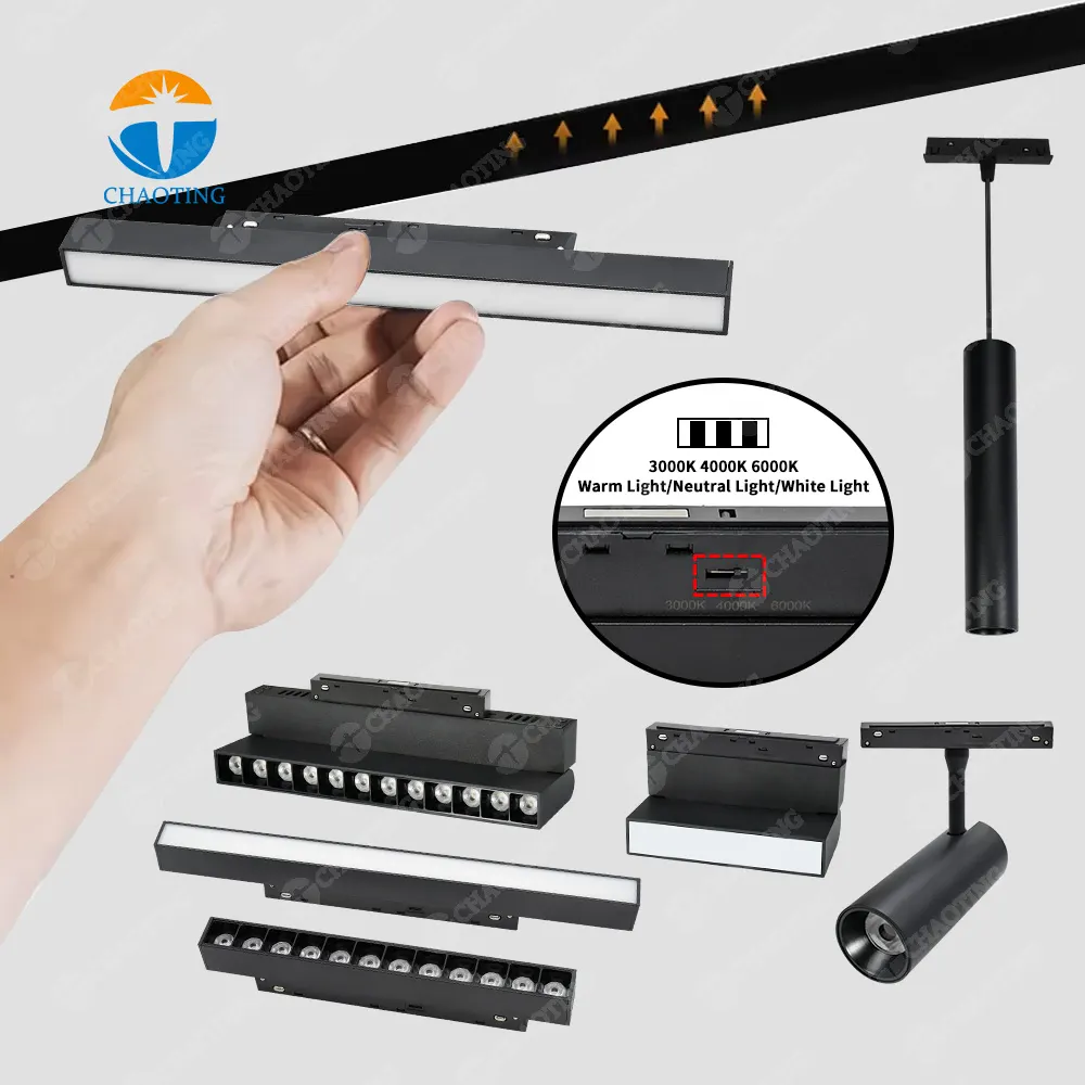 Adjustable Aluminum Magnetic LED Track Spotlight 6-24W 3000K/4000K/6000K