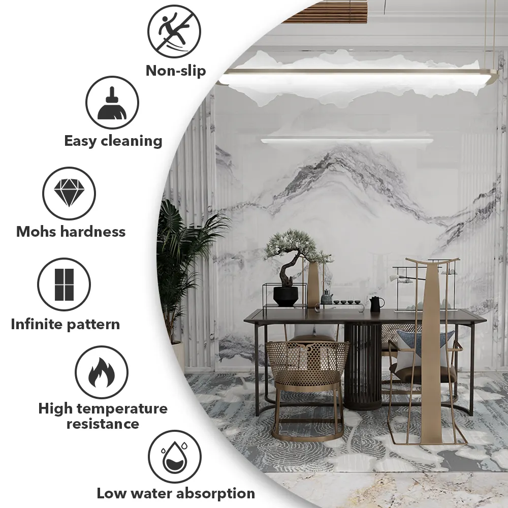 Marble-Look Polished Porcelain Floor Tile 600x1200mm