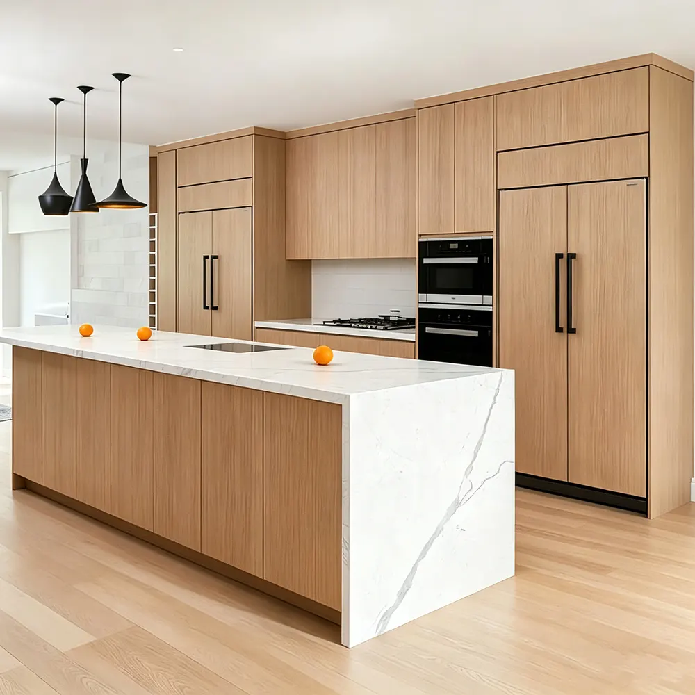Modern MDF Modular Kitchen Cabinet Set With Kitchen Island