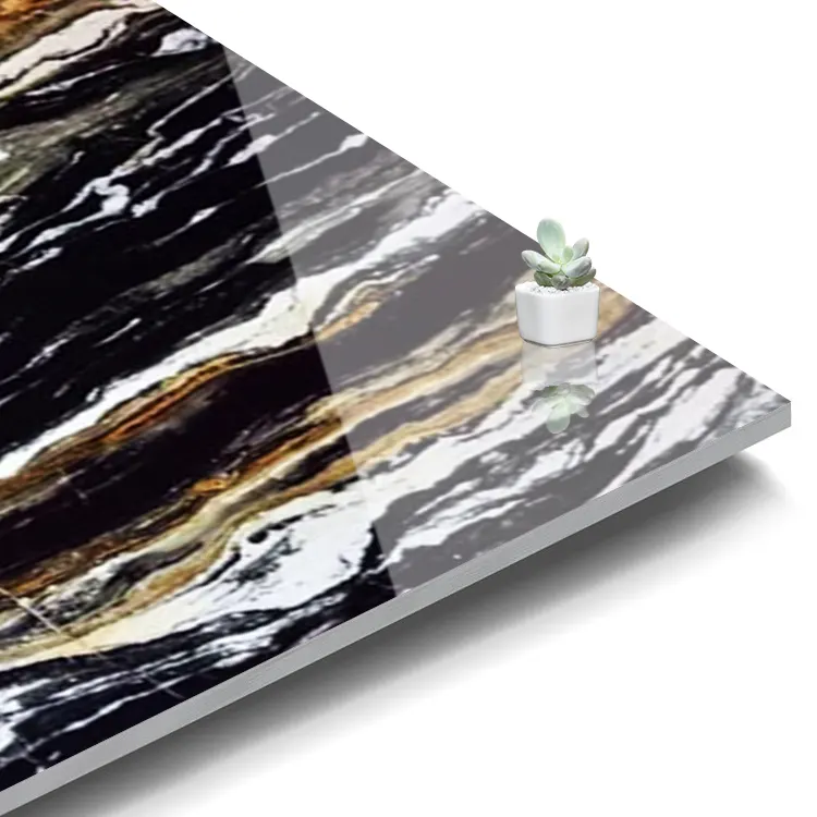 Stone-Look White/Black/Gold Porcelain Wall And Floor Tile 600x600mm
