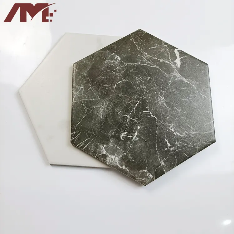 Marble-Look Porcelain Hexagonal Tile 200x230mm