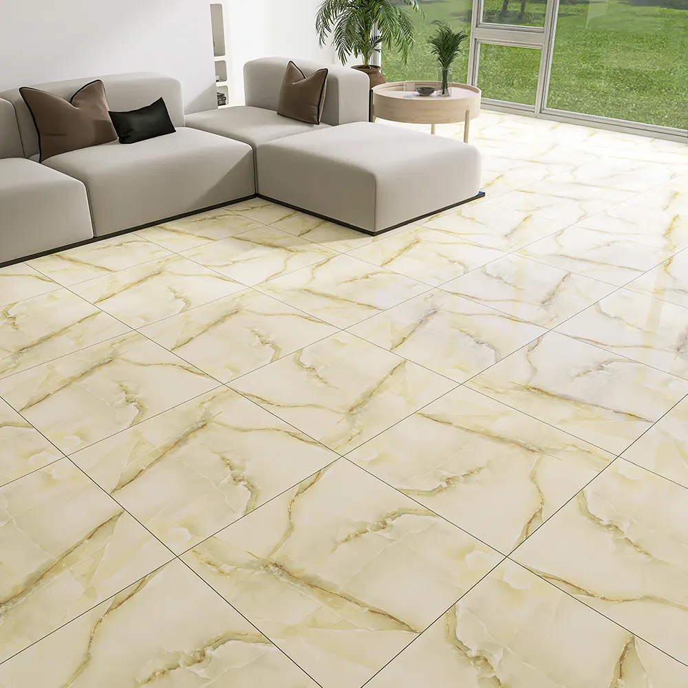 Non-Slip Stone-Look Polished Porcelain Floor Tile 600x600mm