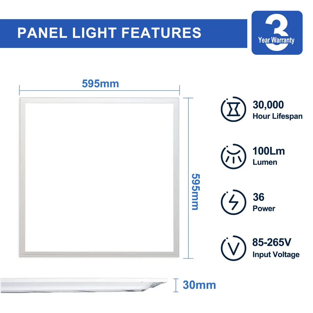 Dimmable DALI TRIAC Recessed LED Panel Light 600x600mm 40W IP20