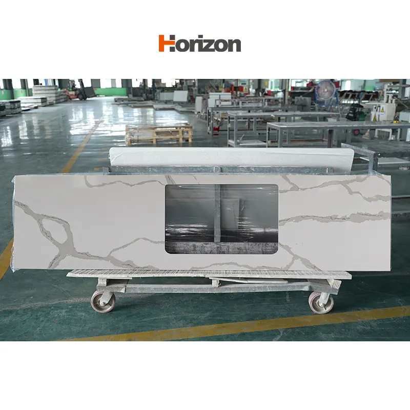 Engineered Quartz Kitchen Countertop With Sink
