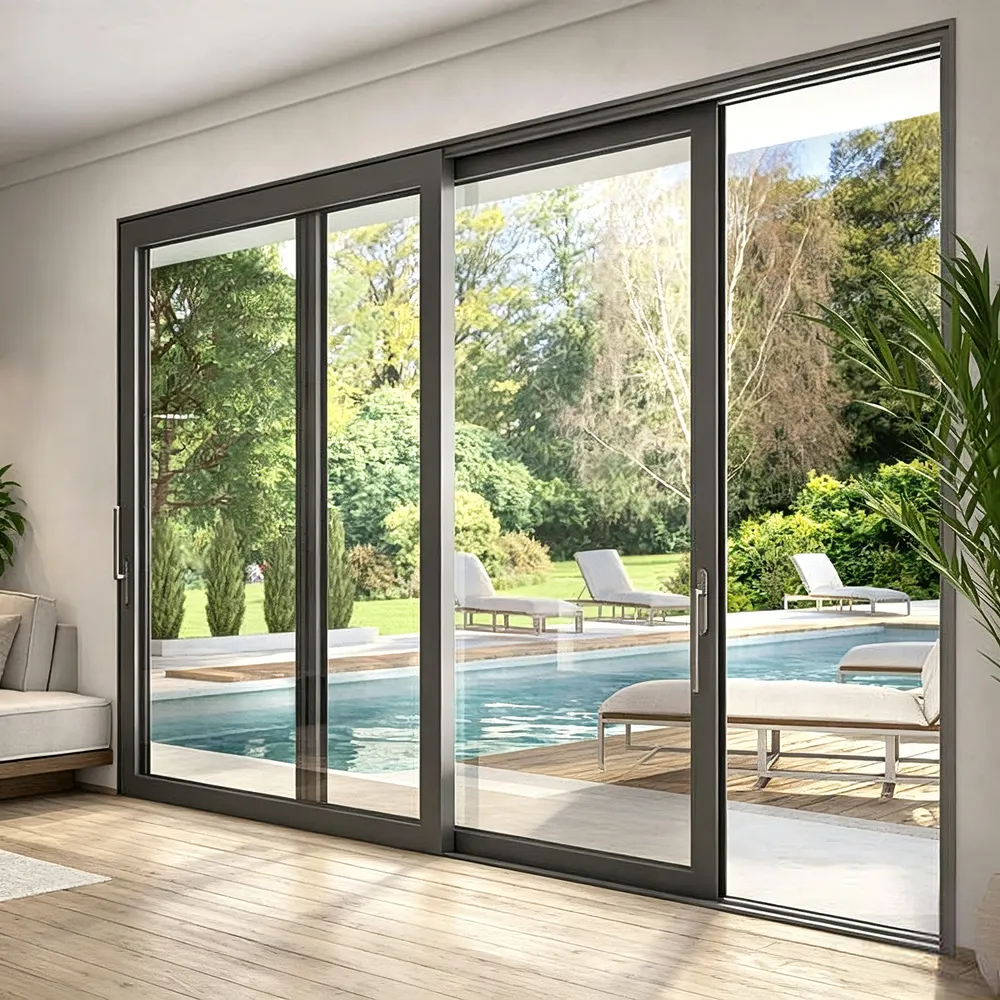 Aluminum Stacker Sliding Door 5+12A+5mm With Double Tempered Glazing