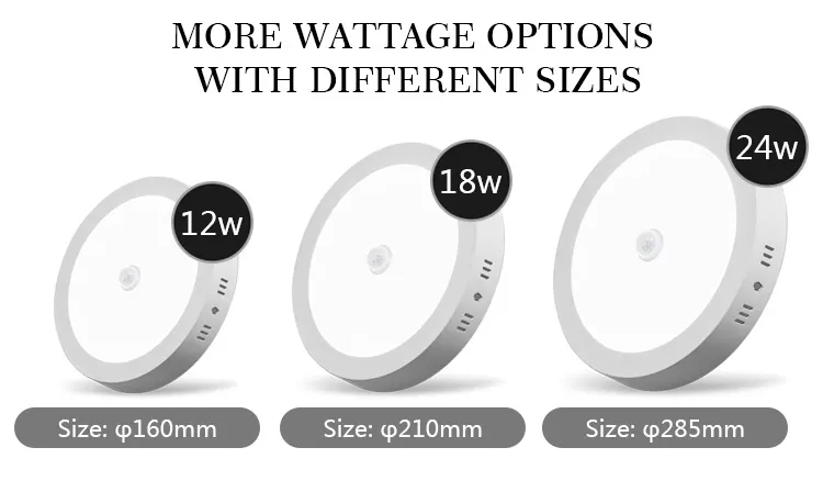 Slim Surface-Mounted Round LED Panel Light 12-24W