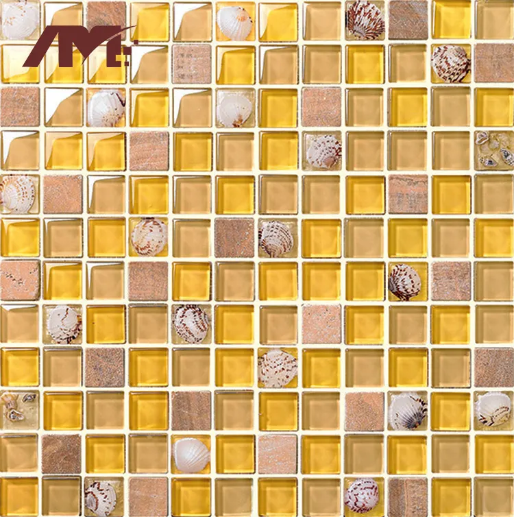 Gold Glass Mosaic Tile 8mm Thick