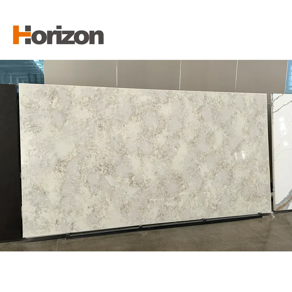 White Polished Engineered Quartz Slab