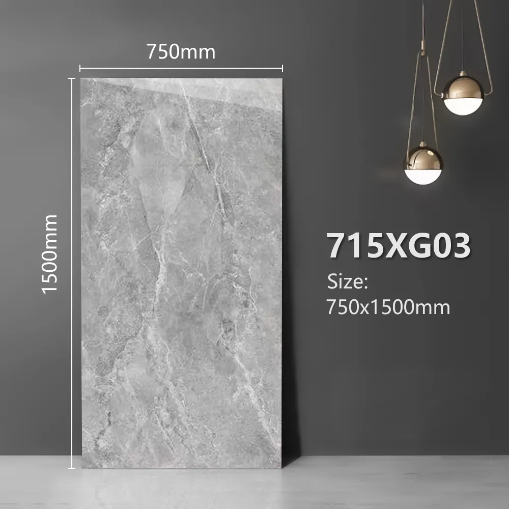 Stone-Look Polished Porcelain Floor Tile 750x1500mm