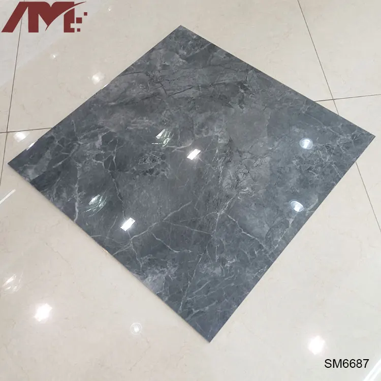 Marble-Look Gray Polished Porcelain Floor Tile 600x600mm