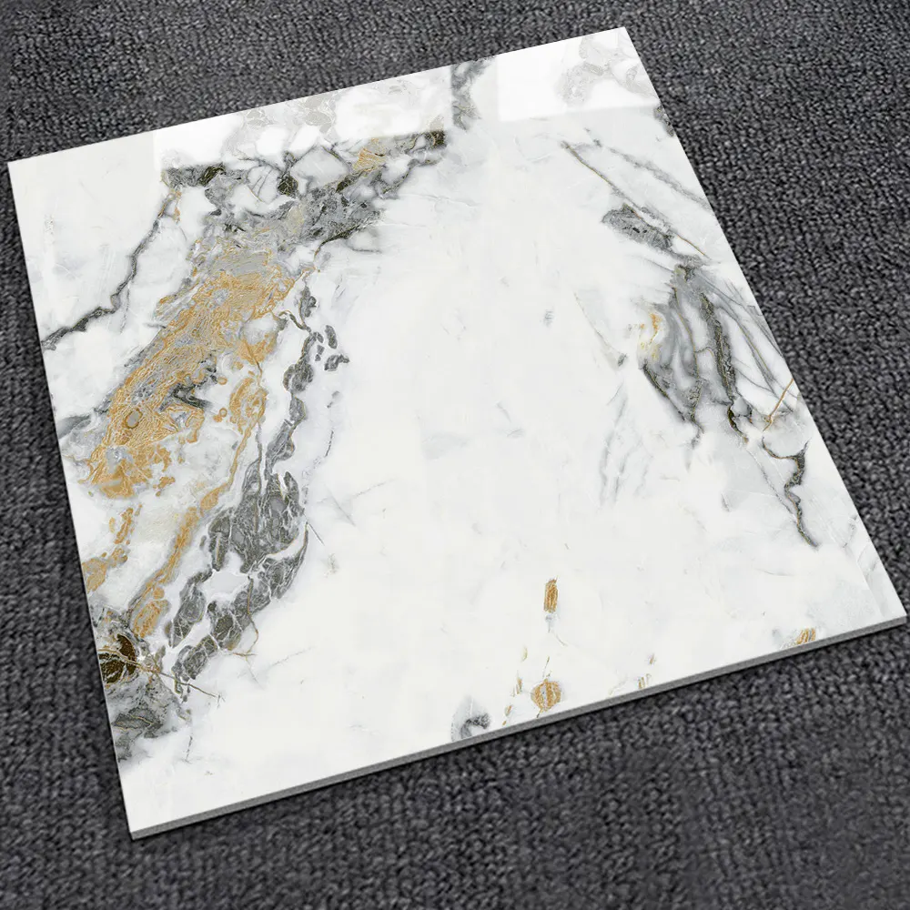 Non-Slip Marble-Look Polished Porcelain Wall And Floor Tile 60x60cm