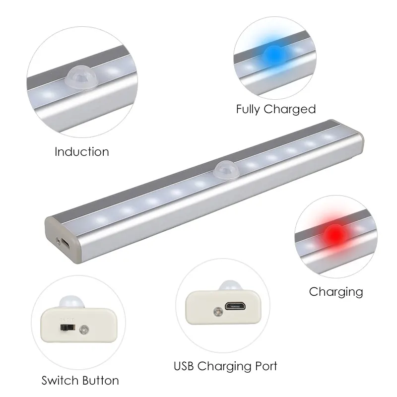 Motion-Sensor Aluminum LED Cabinet Light