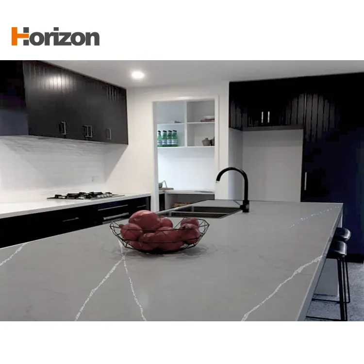 Gray Polished Engineered Quartz Slab 3200x1600mm