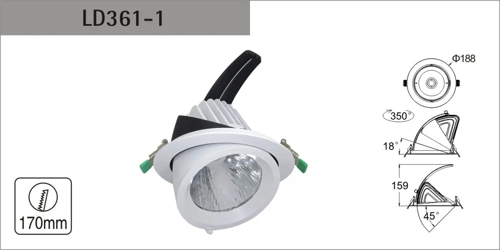 Zoomable Recessed Aluminum LED Downlight