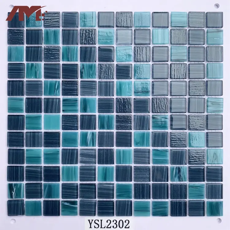 Blue Glossy Glass Mosaic Tile 304x304x4mm