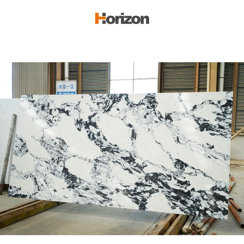 White/Black Matte Engineered Quartz Slab 3200x1600mm