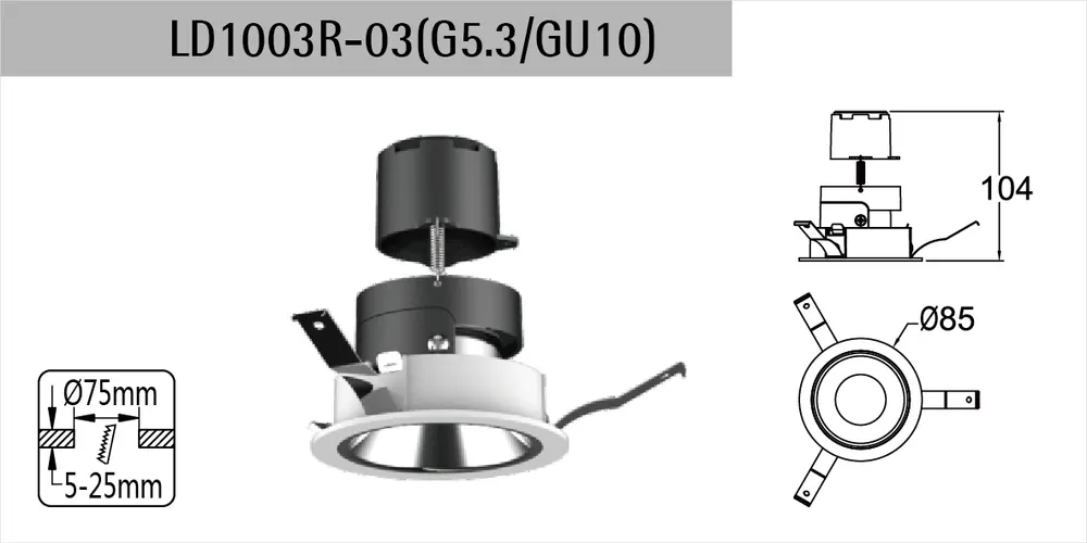 Anti-Glare Rotatable Recessed LED Downlight 12/15W