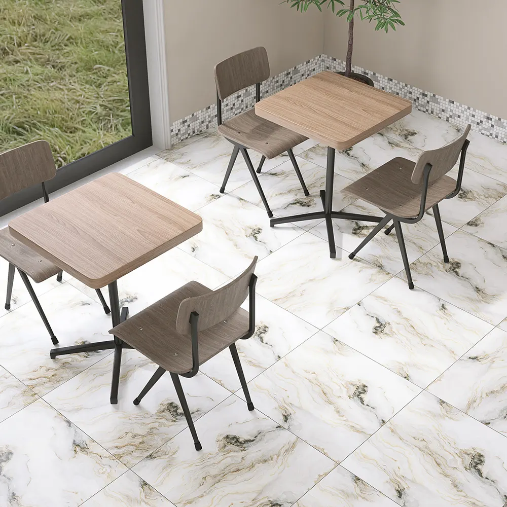 Stone-Look Gold Polished Porcelain Wall Tile 600x600mm