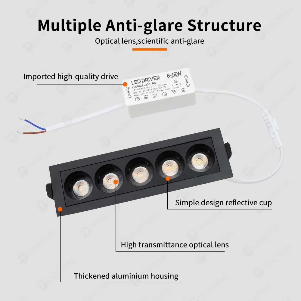 Trimless Recessed Aluminum LED Grille Spotlight 2-30W
