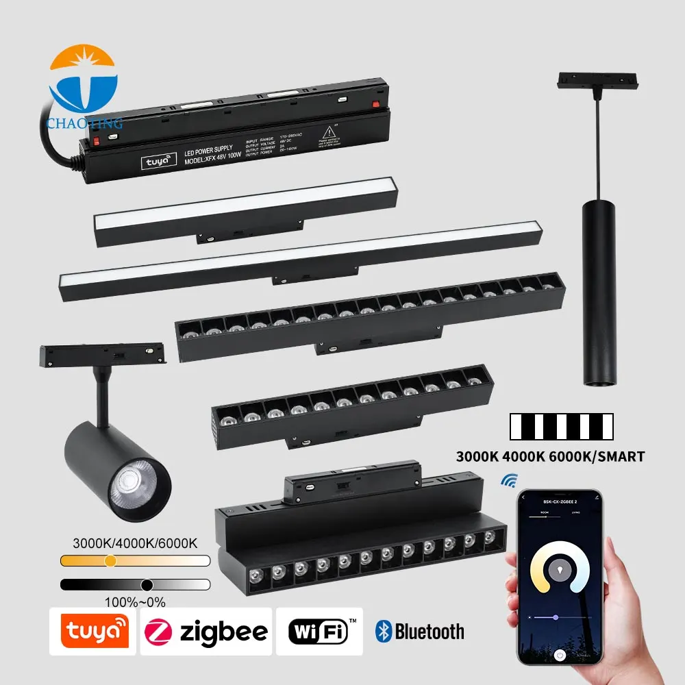 Smart Dimmable Magnetic LED Track Spotlight 5-40W 48V 3000K/4000K/6000K product sample