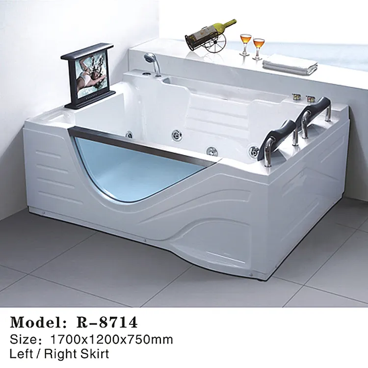 Acrylic Square Whirlpool Massage Bathtub 1.9m