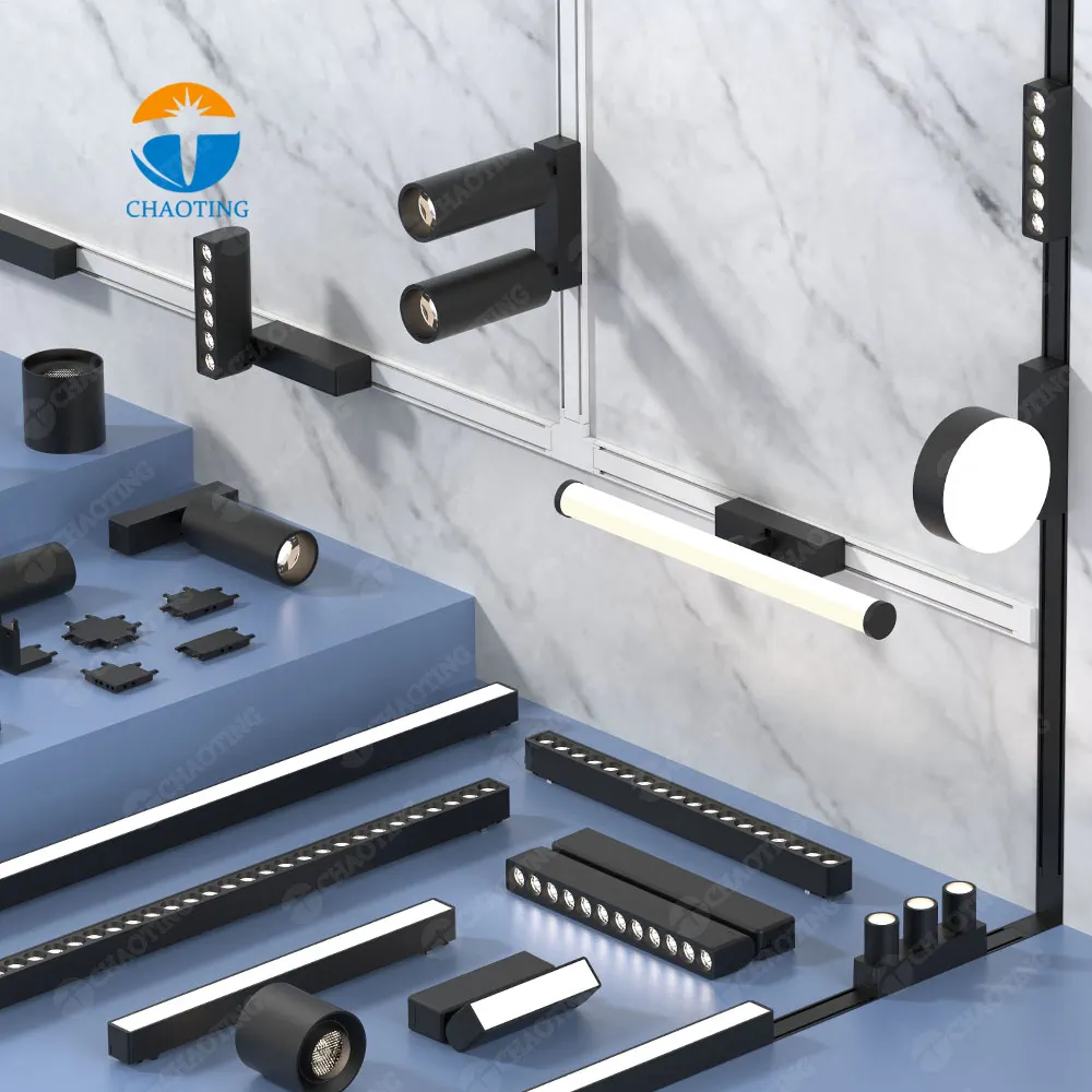 Aluminum Magnetic LED Track Lighting System 6-30W 4-Wire product sample