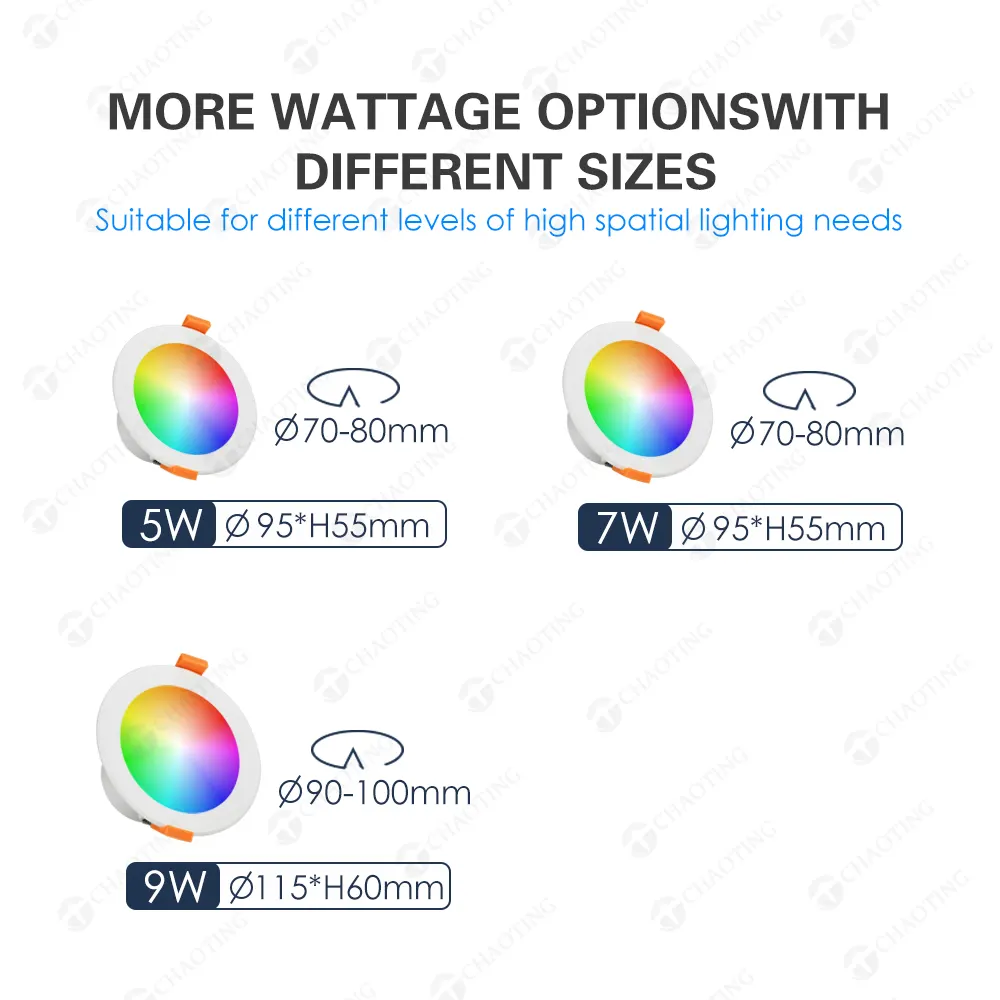 WiFi Dimmable Recessed LED Downlight 5-12W 2700-6000K
