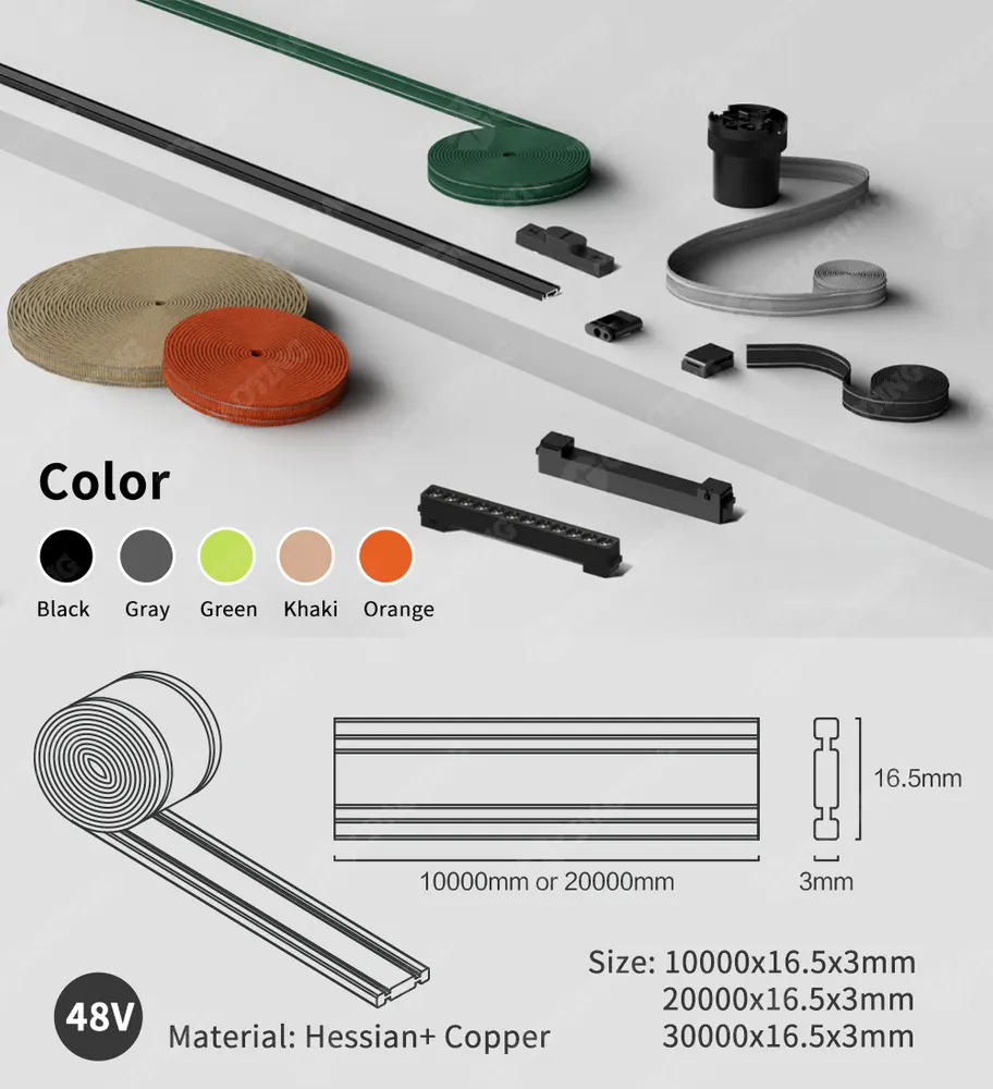 Adjustable Slim Surface-Mounted Magnetic COB LED Track Spotlight 48V