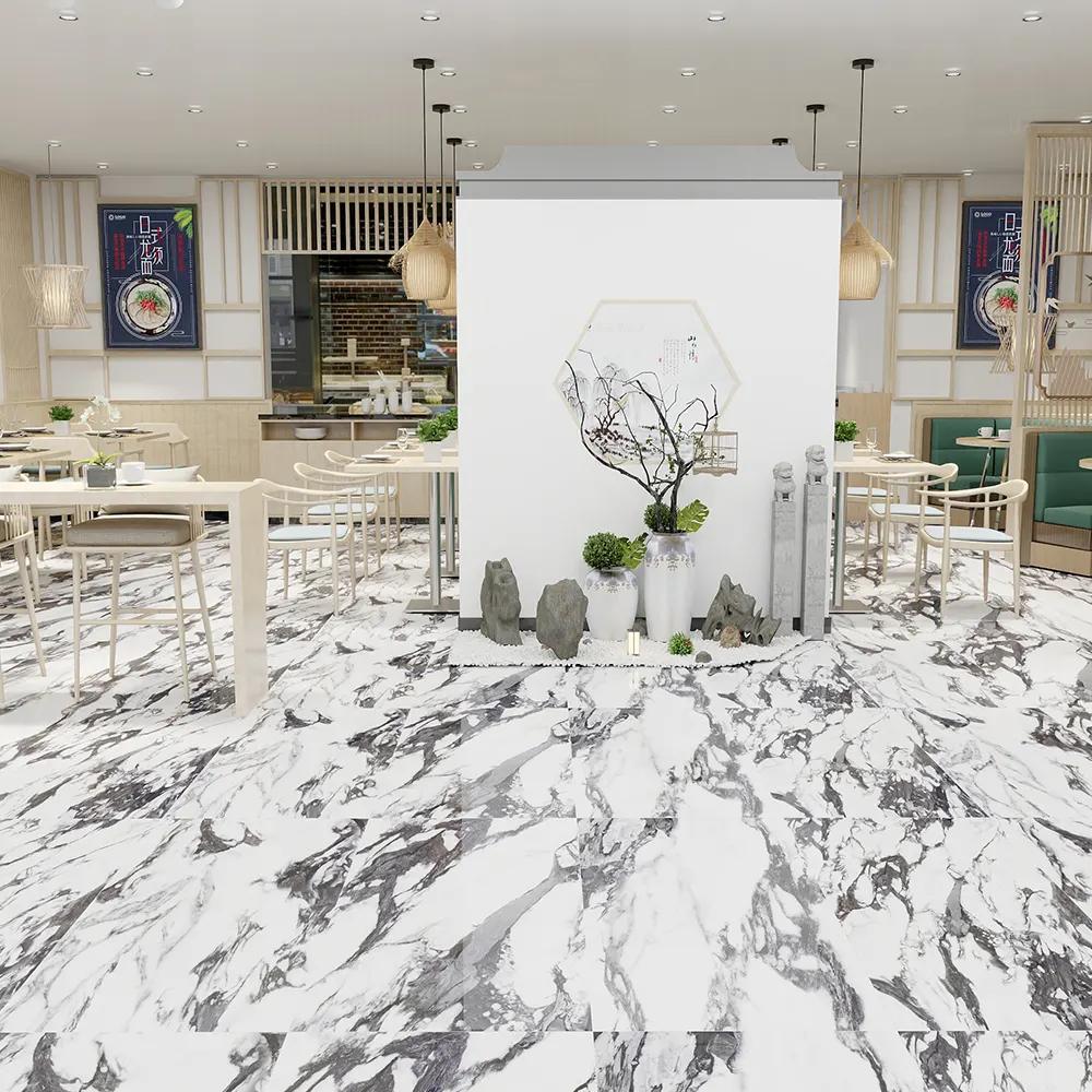 Non-Slip Marble-Look Polished Porcelain Wall And Floor Tile 600x1200mm