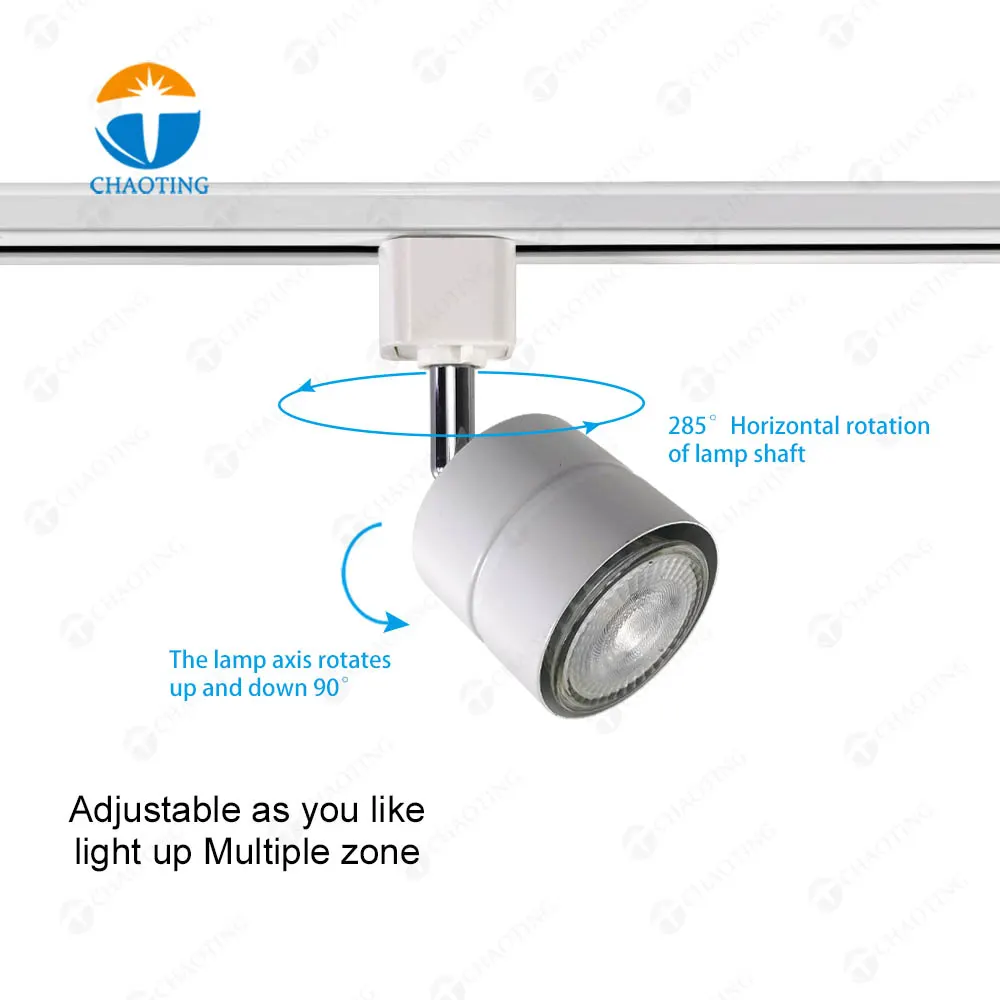 Aluminum Track Spotlight Housing Black/White MR16/GU10 for 2/3/4-Wire Track