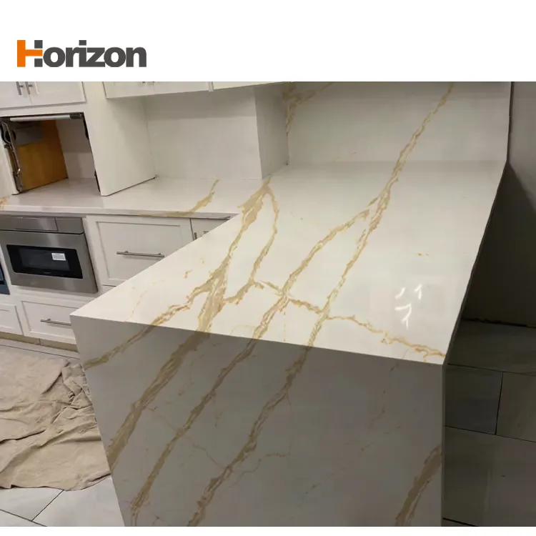 Calacatta White/Gold Engineered Quartz Slab 3200x1600mm