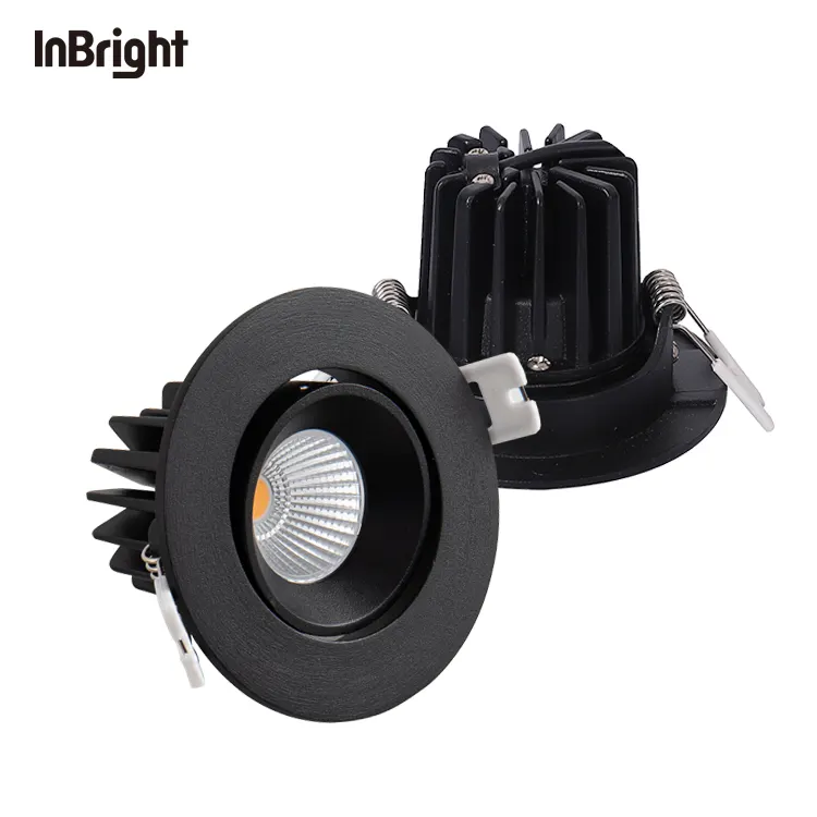Adjustable Dimmable Recessed COB LED Downlight Black/White 8W