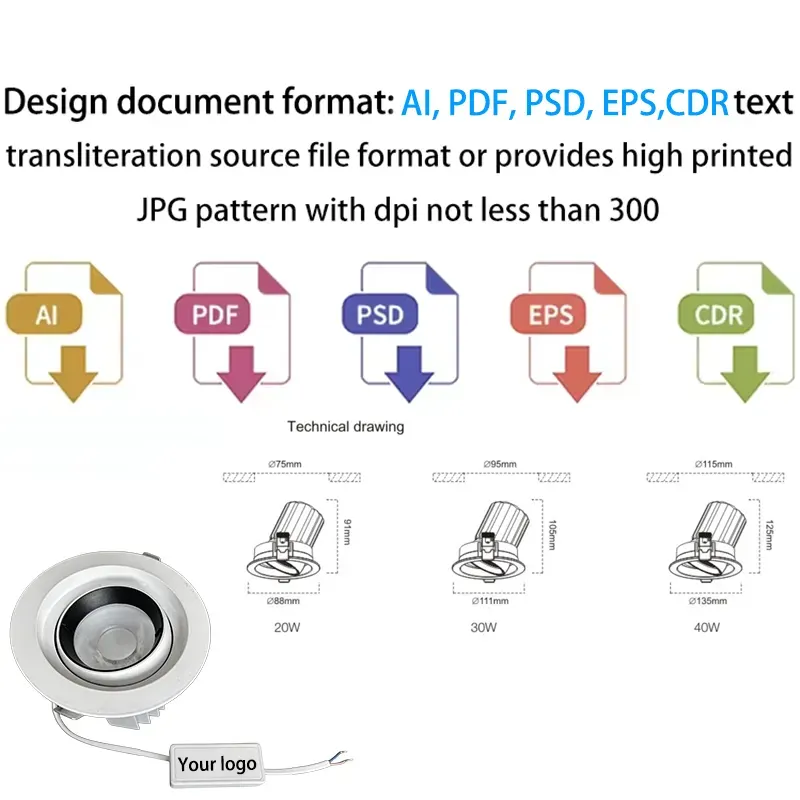Adjustable Recessed Aluminum LED Downlight 7W 100-240V IP20 3CCT Selectable