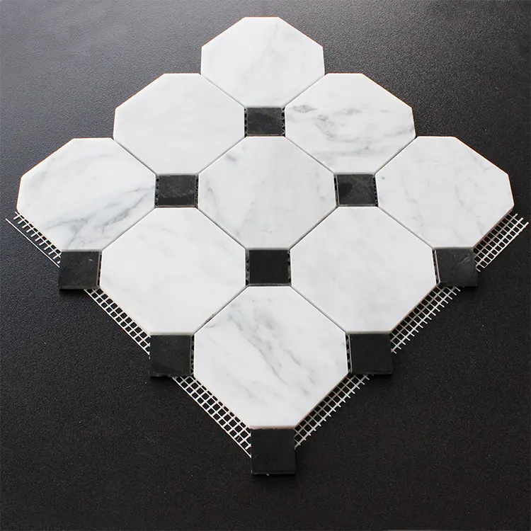 White Polished Marble Mosaic Tile 298x305mm