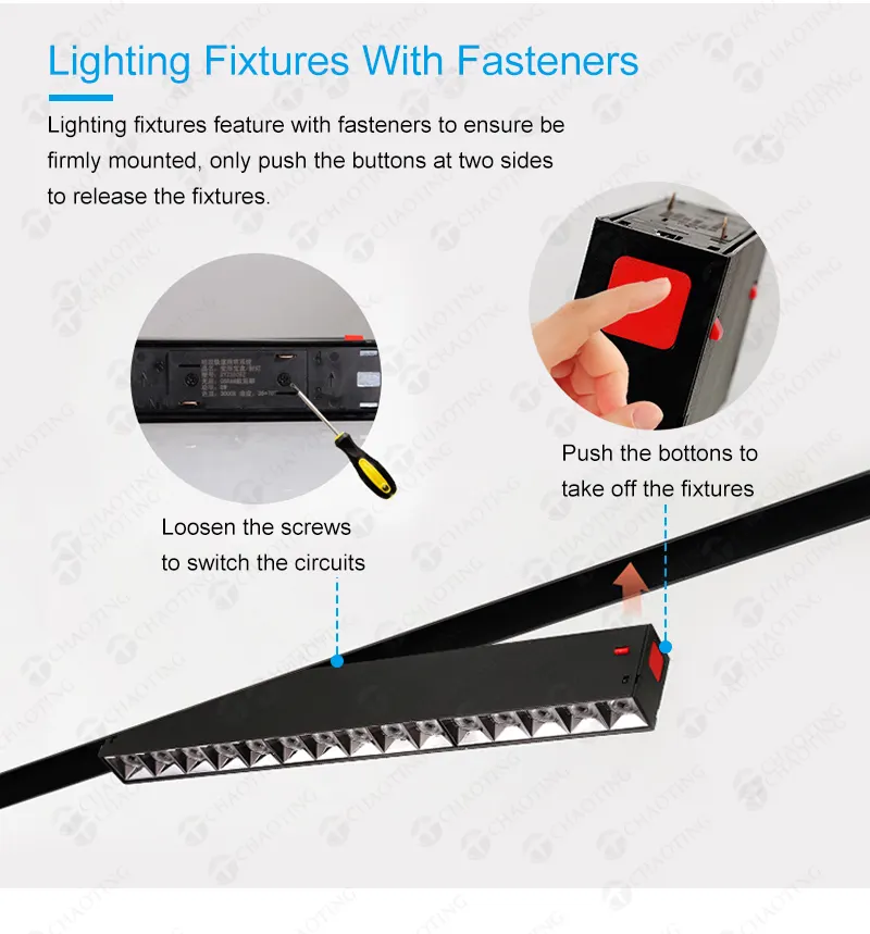 Adjustable Aluminum Linear LED Track Spotlight 8W-30W 4-Wire